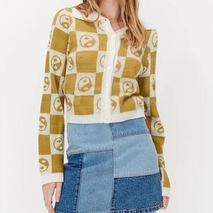Yellow and Cream Cropped Sweater